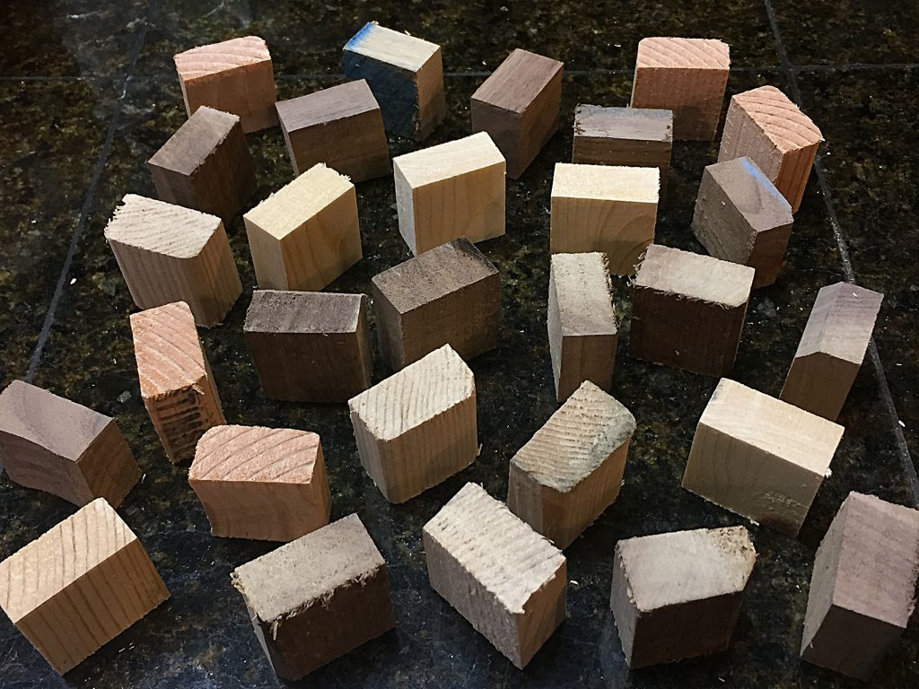 Wood Blocks, Flat Squares, 11/2″ x 11/2″ x 3/4” Thick, Set of 12