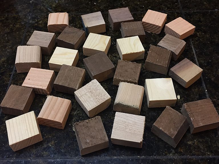 Wood Blocks, Flat Squares, 11/2″ x 11/2″ x 3/4” Thick, Set of 12 Action Craftworks LLC
