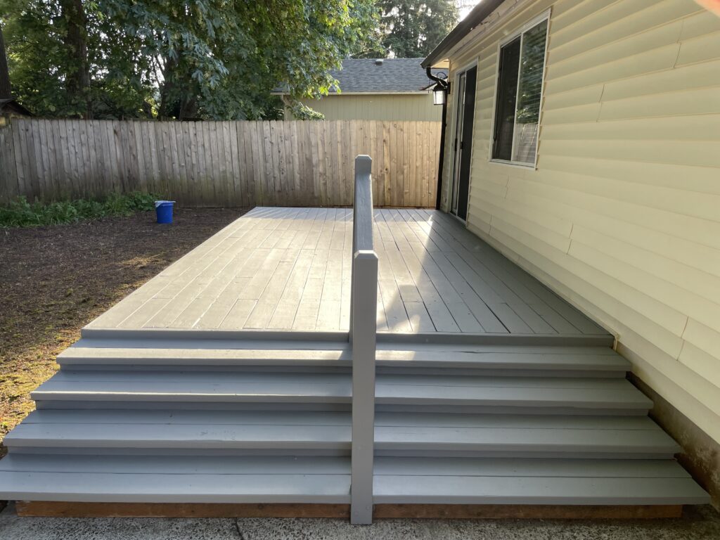After: restored deck with handrail and steps, Action Craftworks LLC, Vancouver WA