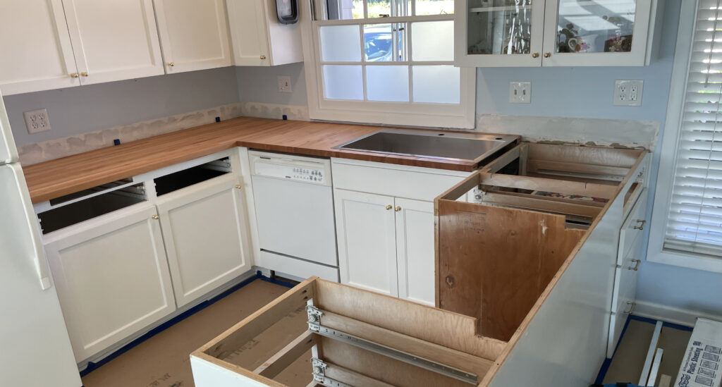 Kitchen butcher block countertops installation by Action Craftworks LLC in Vancouver WA