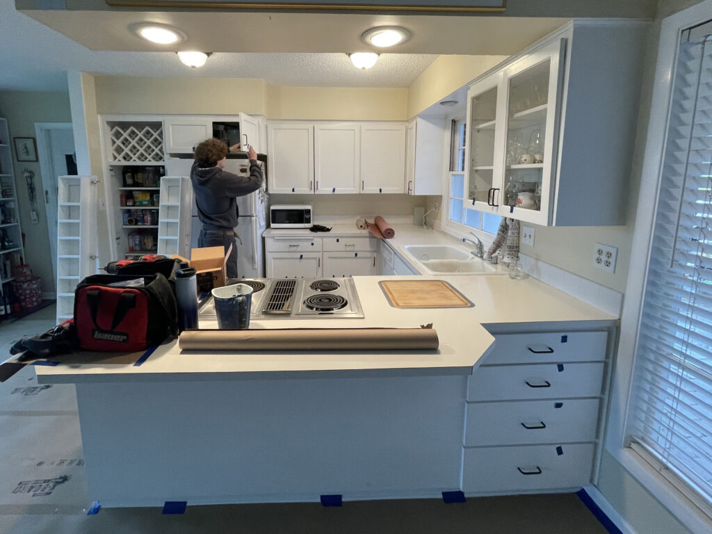 kitchen renovation, removing cabinet doors