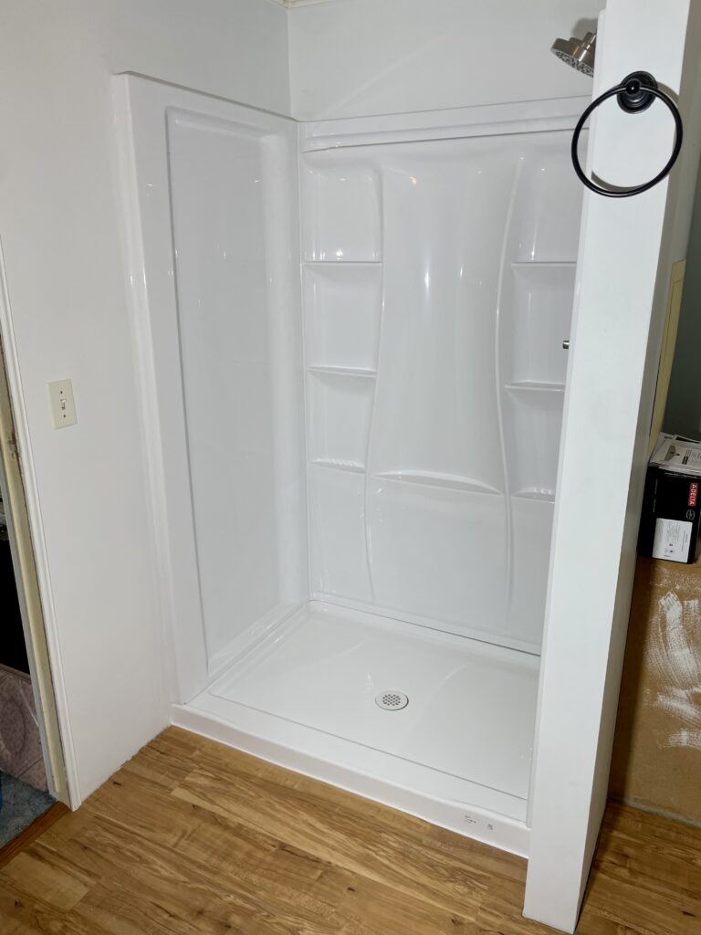 Left side of new shower by Action Craftworks LLC in LaCenter, WA
