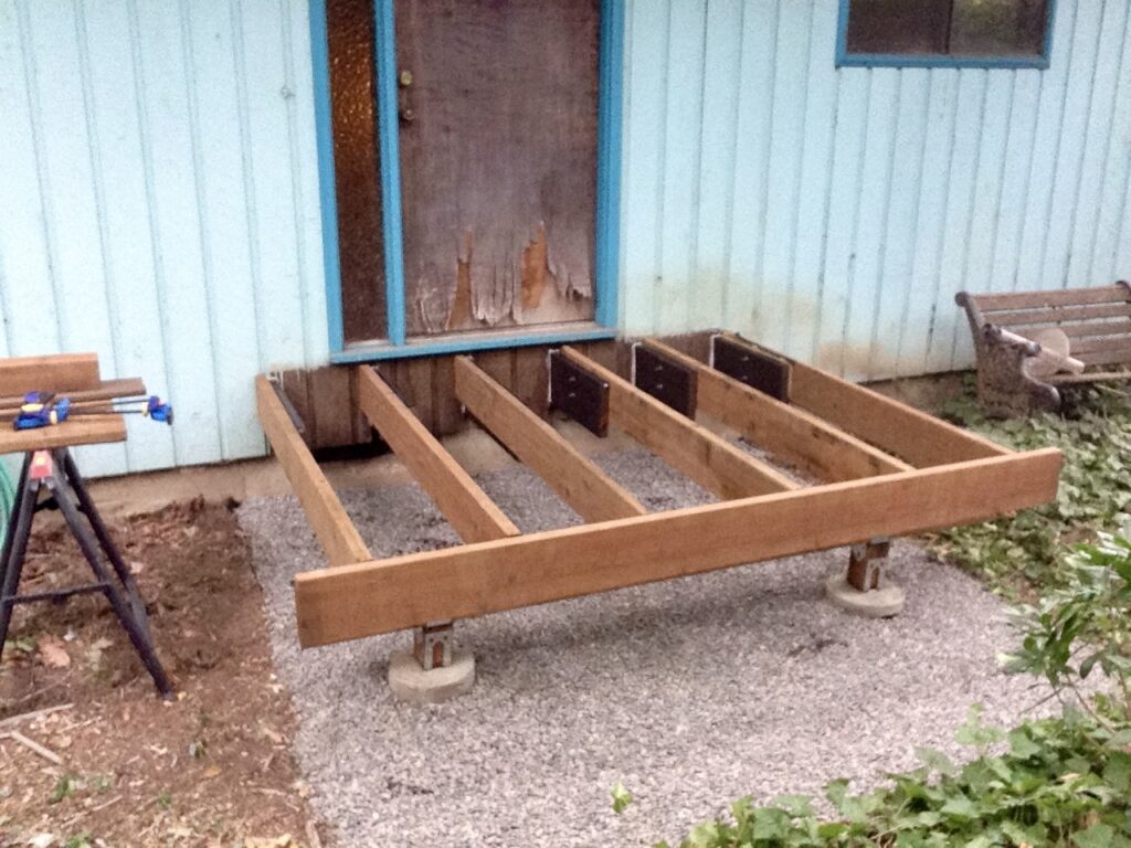 Pressure treated wood framing for porch deck rebuild by Action Craftworks LLC in Vancouver, WA