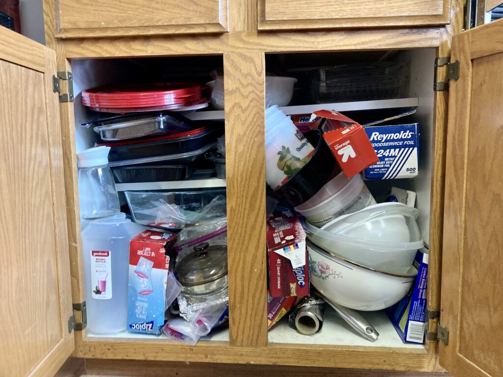 Existing cabinet conditions before storage organizers in Vancouver, WA
