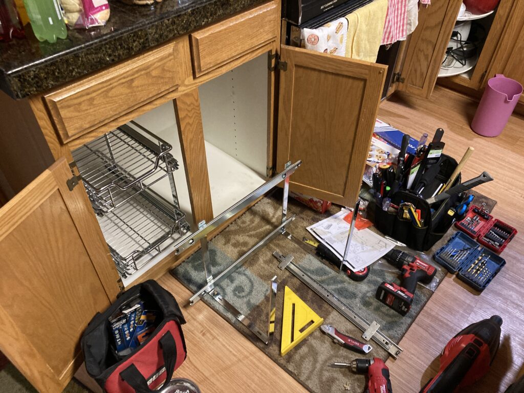Kitchen renovation, installation of pull out cabinet organizers by Action Craftworks LLC in Vancouver, WA